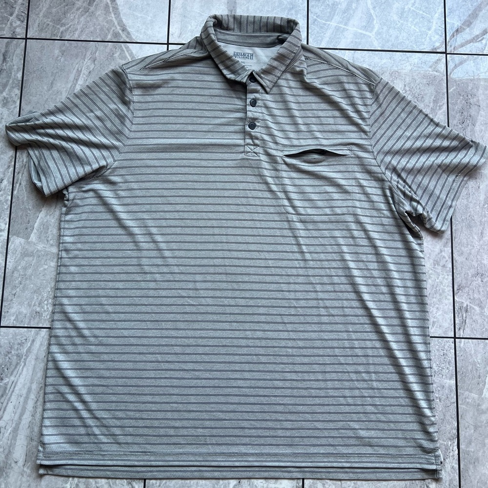 Duluth Trading Co Mens Gray Armachillo Cooling Short Sleeve Striped Polo Zip 3XL